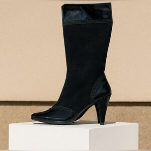 Vintage 90s Tahari Womens Maxie Suede Leather Flapper Knee Boots sz 8.5 Chic Y2K